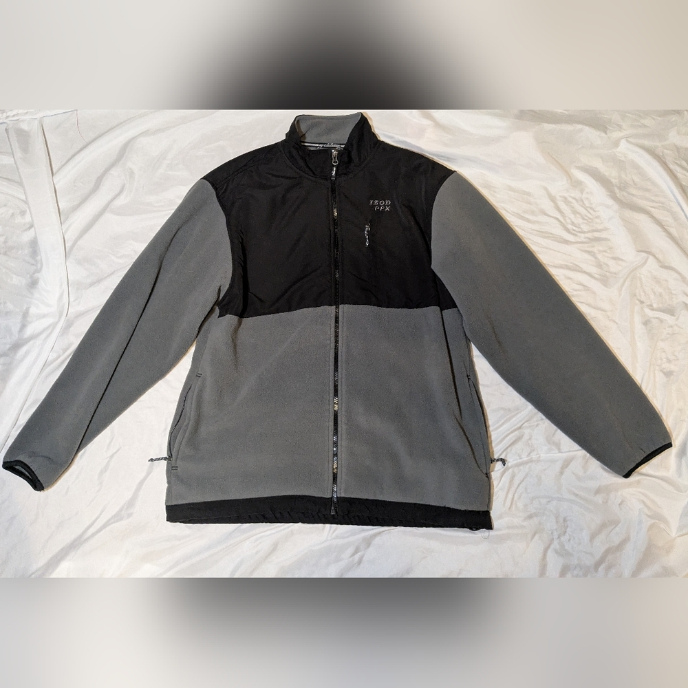 IZOD PerformX PFX Men's Fleece‎ Gray And Black Jacket Size Large